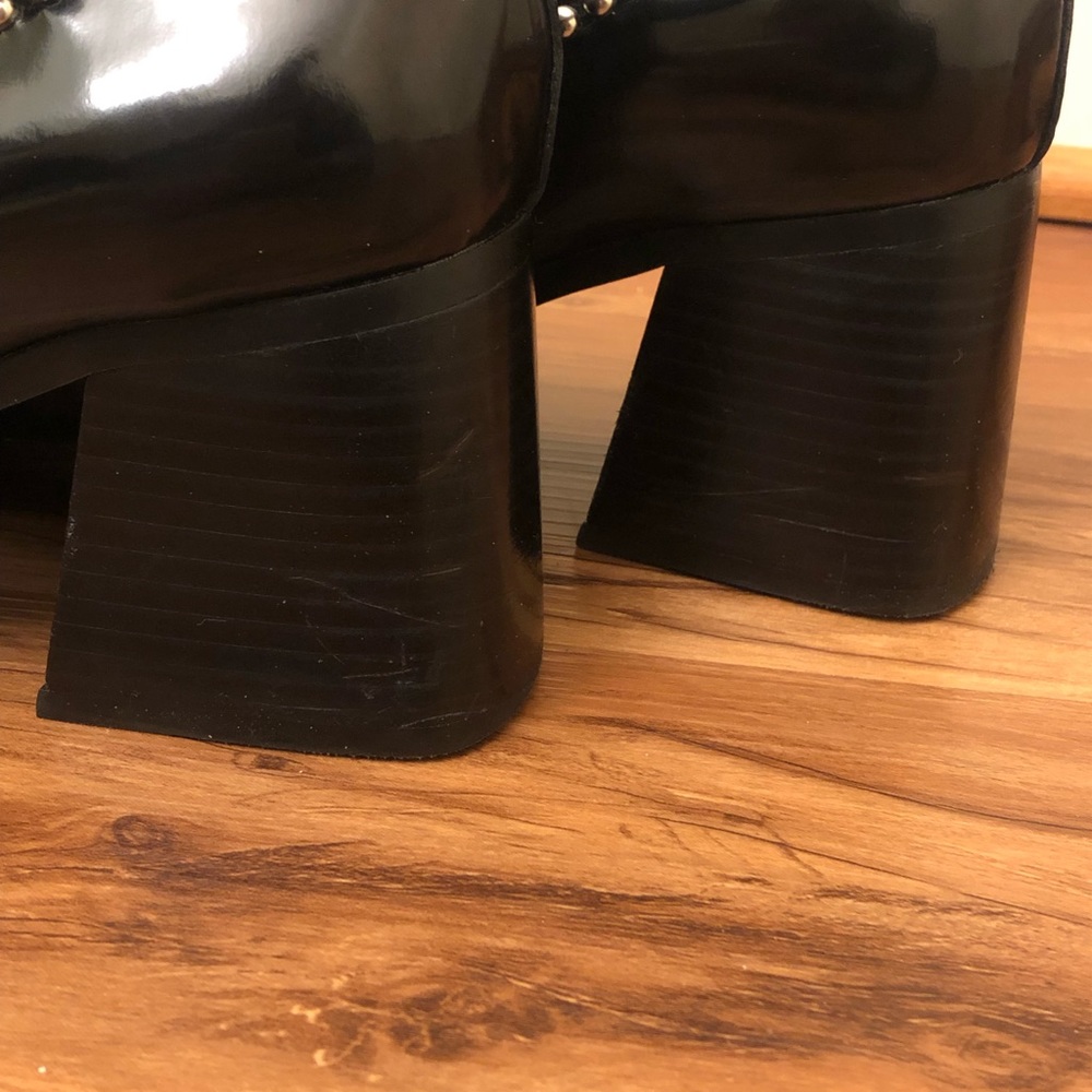 Free People Black Patent Studded Mary Jane Block Heels - Picture 9 of 9